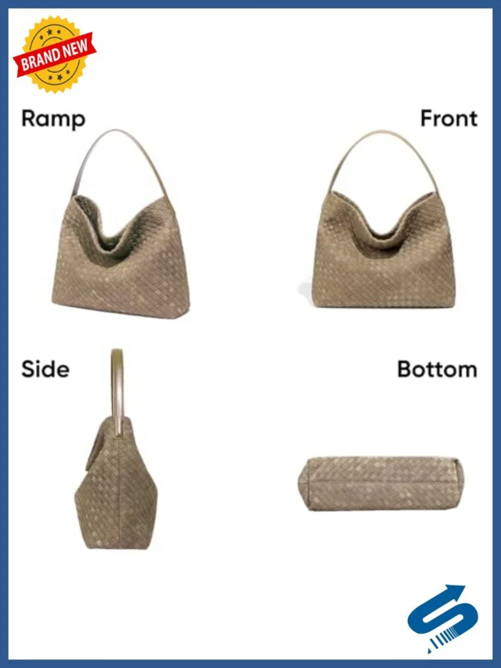Woven Suede Hobo Shoulder Bag Vegan Tote